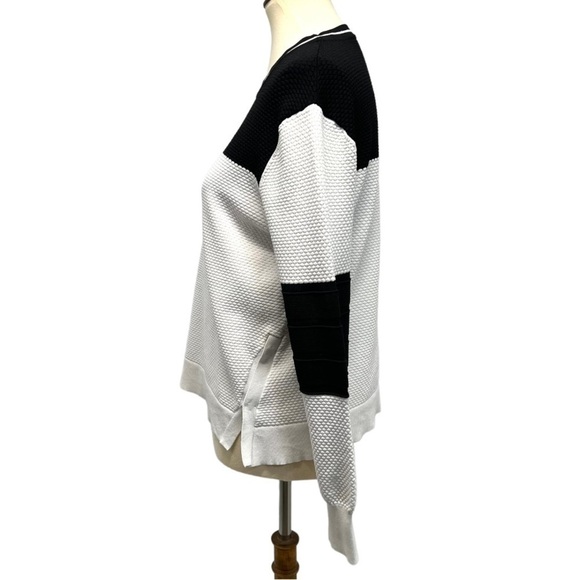Jonathan Simkhai Black & White Side Snap Colorblock Textured Sweatshirt Medium - Picture 8 of 12